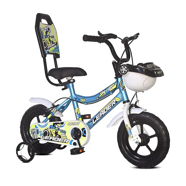 Buy Leader Cycles Nitro Kids Cycle 12T with Training Wheels (SEMI-Assembled) for Boys and Girls Ideal for Age Group 1-3 Years | Frame: 6 Inches | Color : Sky Blue on EMI