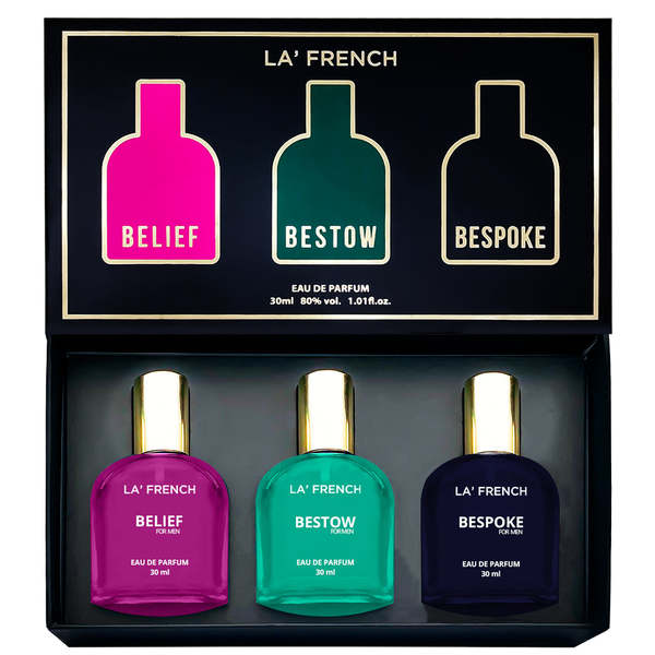 Buy La French Perfume Gift Set for Men 3x30 ML Belief, Bestow & Bespoke on EMI