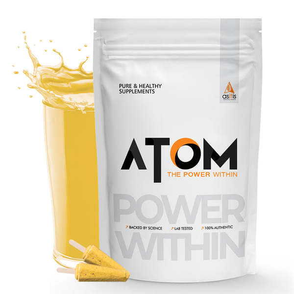 Buy AS-IT-IS ATOM Whey Protein 1kg | 27g protein | Isolate & Concentrate | Mawa Malai | USA Labdoor Certified | With Digestive Enzymes for better absorption on EMI