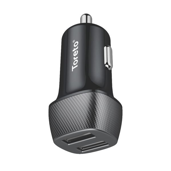 Buy Toreto TOR-427 Tor-Plush Pro Dual USB Port Car Charger with Fast Charge 3.4A + Micro USB Cable - (Black) on EMI