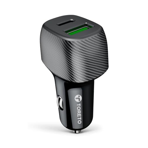 Buy Toreto Turbo Lite 43 Watt Super Fast Car Charger with Dual Output (Type -C PD + USB-A), Compatible with iPhones Series,Tablets,Earbuds All Type C Smartphones and Devices (Black) on EMI