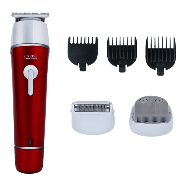 Buy Croma Cordless Wet & Dry Trimmer For Beard And Hair Men (120mins Runtime, Water Resistant, Red) With 2 Years Warranty (Red) - A Tata Product on EMI