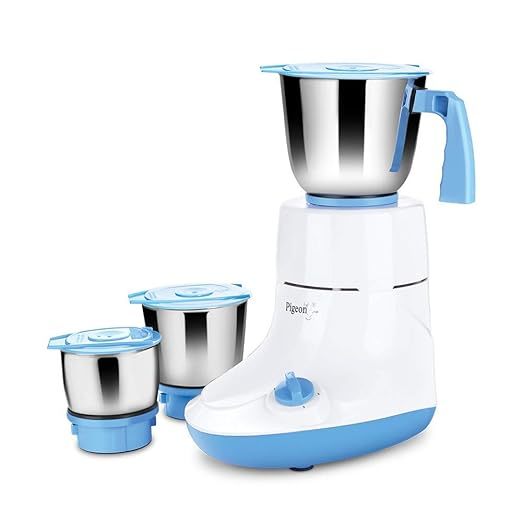 Buy Pigeon By Stovekraft Glory 550 Watt Mixer Grinder With 3 Stainless Steel Jars For Grinding, 5 Year Warranty on EMI