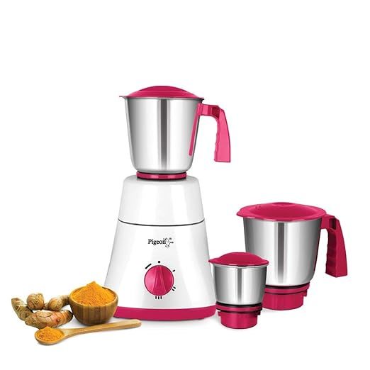 Buy Pigeon By Stovekraft Classic Pro 550 Watts Mixer Grinder With 3 Stainless Steel Jars For Dry Grinding, Wet Grinding And Making Chutney on EMI