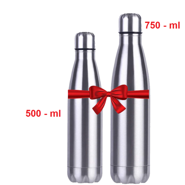 Buy Zello Stainless Steel Single Wall Water Bottle/Fridge Refrigerator Bottle/ 100% Leak Proof/Office Bottle/School Bottle,  750 ml & 500 ML, Set of 2 on EMI