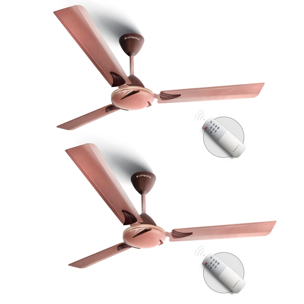 Buy Longway Creta P2 1200 mm/48 inch Remote Controlled 3 Blade Anti-Dust Decorative 5-Star Rated Ceiling Fan (Rusty Brown, Pack of 2) on EMI