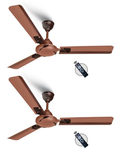 Buy Longway Creta P2 1200 mm/48 inch Remote Controlled 3 Blade Anti-Dust Decorative 1-Star Rated Ceiling Fan (Rusty Brown, Pack of 2) on EMI