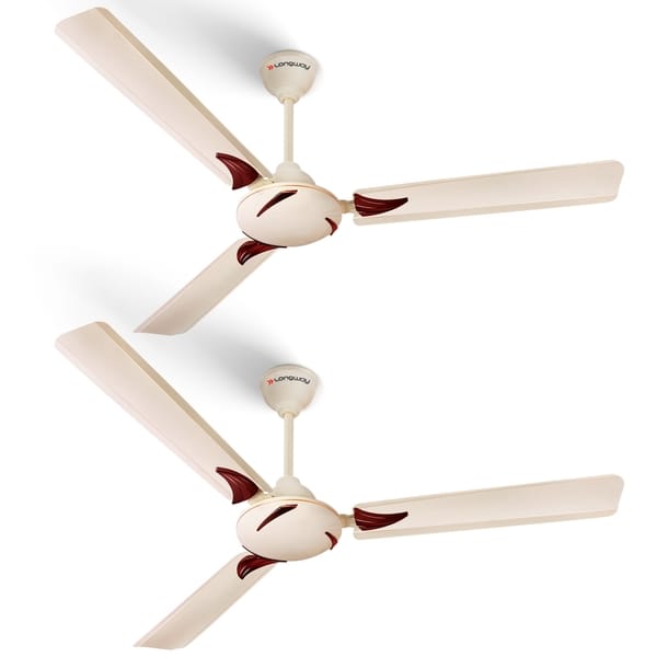 Buy Longway Creta P2 1200 mm/48 inch Ultra High Speed 3 Blade Anti-Dust Decorative 1-Star Rated Ceiling Fan (Ivory, Pack of 2) on EMI