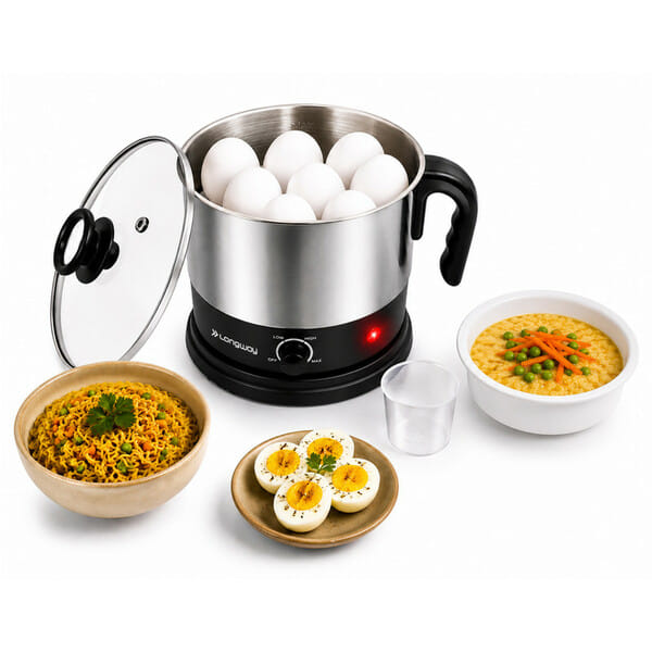 Buy Longway Handy 600 W Multi Cooker Electric Kettle (1.5 L, Black & Silver) on EMI