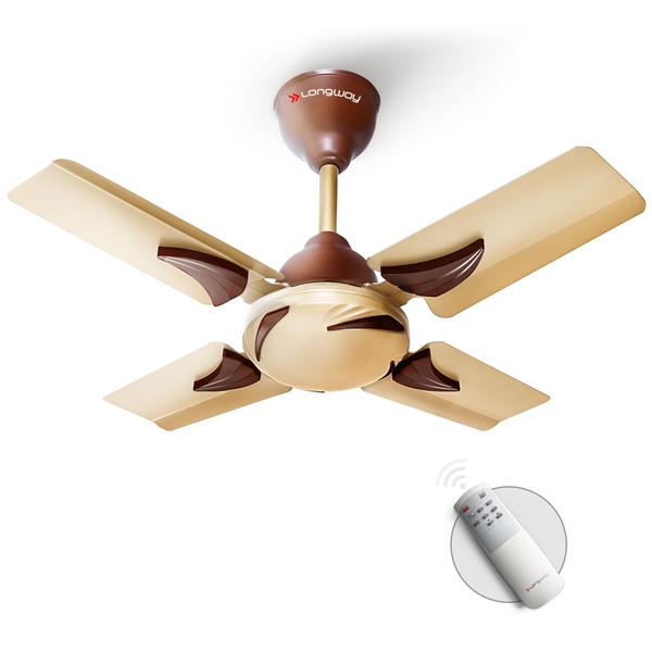 Buy Longway Creta P1 600 mm/24 inch Ultra High Speed 4 Blade Anti-Dust Decorative 5-Star Rated Remote Controlled Ceiling Fan (Golden , Pack of 1) on EMI