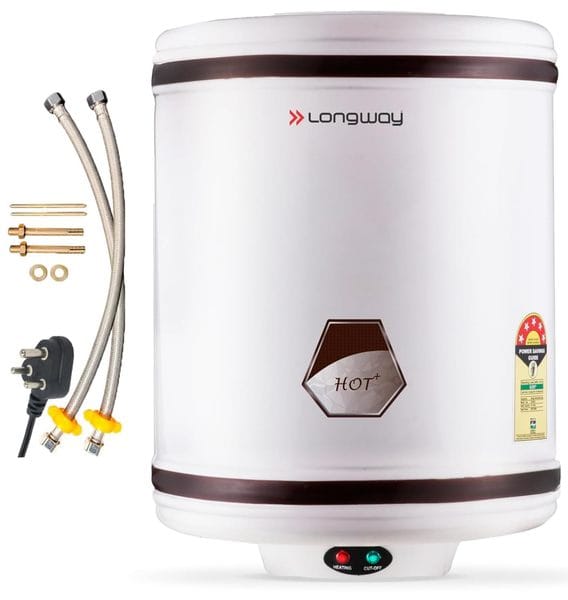 Buy Longway Hotplus 35 ltr with Free Installation Kit Automatic Storage Water Heater with Multiple Safety System & Anti-Rust Coating 5 Star Rated (Off-White, 35 Ltr) on EMI