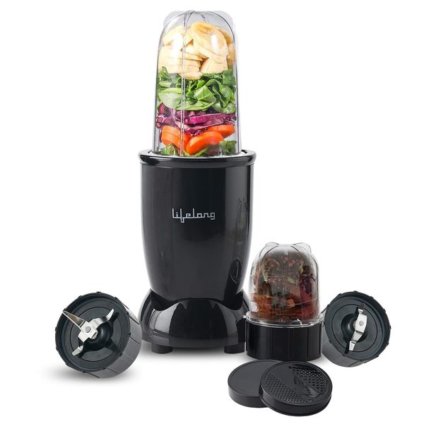 Buy Lifelong Regalia PowerNutri Mixer/Grinder/Blender/Shaker, 2 Stainless Steel Blades,2 Unbreakable Jars, 450 W Powerful Copper Motor (Black, LLNBB001) on EMI