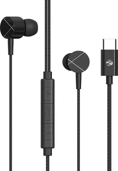 Buy ZEBRONICS Zeb-Buds C2 in Ear Type C Wired Earphones with Mic, Braided 1.2 Metre Cable, Metallic Design, 10mm Drivers, in Line Mic & Volume Controller (Black) on EMI