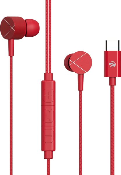 Buy ZEBRONICS Zeb-Buds C2 in Ear Type C Wired Earphones with Mic, Braided 1.2 Metre Cable, Metallic Design, 10mm Drivers, in Line Mic & Volume Controller (Red) on EMI