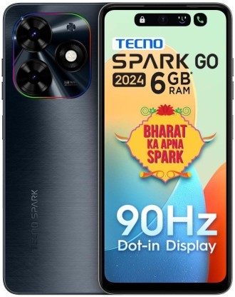 Buy TECNO Spark Go 2024 Gravity Black (4GB RAM , 64GB ROM) + (4GB Expandable RAM) on EMI