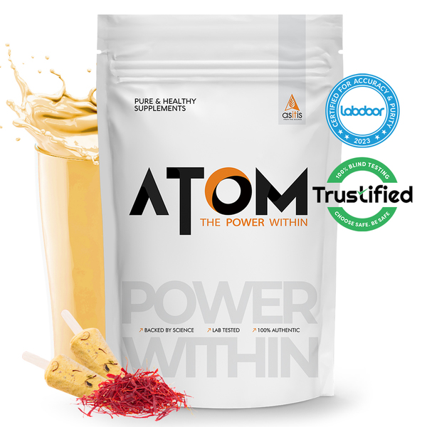 Buy AS-IT-IS ATOM Whey Protein 2kg | 27g protein | Isolate & Concentrate | Kesar Kulfi | USA Labdoor Certified | With Digestive Enzymes for better absorption on EMI