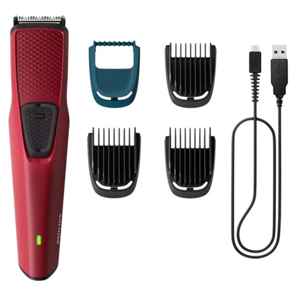 Buy Philips SkinProtect Beard Trimmer Cordless BT1235/18 Self Sharpening Blades-Red, Trim from 1mm-7mm on EMI