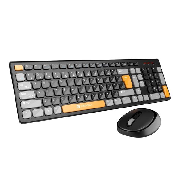 Buy Portronics Key7 Combo Wireless Keyboard & Mouse Set with 2.4 GHz USB Receiver, 10m Working Range, 12 Shortcut Keys, Adjustable DPI, 10 Million Key Life & Click Life for PC, Laptop, Mac (Black+Orange) on EMI