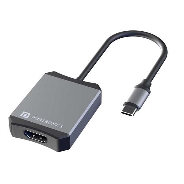 Buy Portronics Mport X Type-C to HDMI Adapter with 4K @ 60 Hz Ultra HD Resolution, USB-C Plug, Aluminium Alloy Body, from Laptop, Mac, Smartphone, Tablet to Monitor, TV, Projector (Grey) on EMI