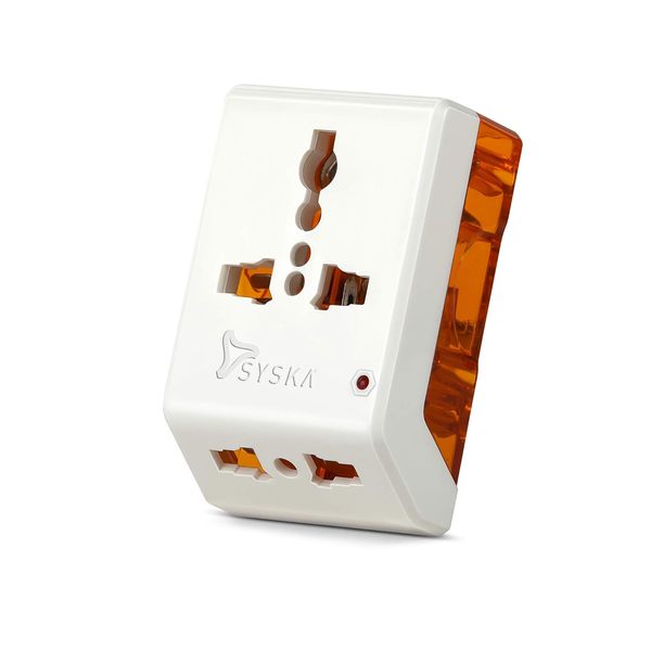 Buy Syska MPT-0301 3 Way 10 A Power Plug (White-Orange) on EMI