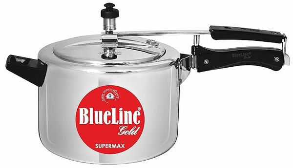 Buy Blueline Gold Supermax Aluminium Inner Lid Non Induction Base Pressure Cooker, Silver (5 Litre) on EMI