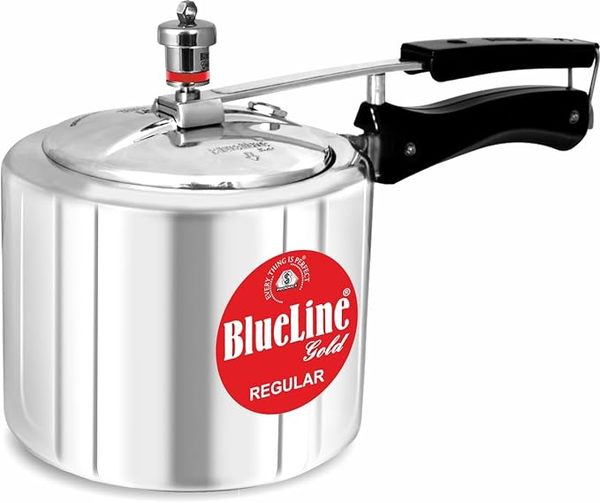 Buy Blueline Gold Regular Thick Aluminium Inner Lid Non Induction Base Pressure Cooker, Silver on EMI