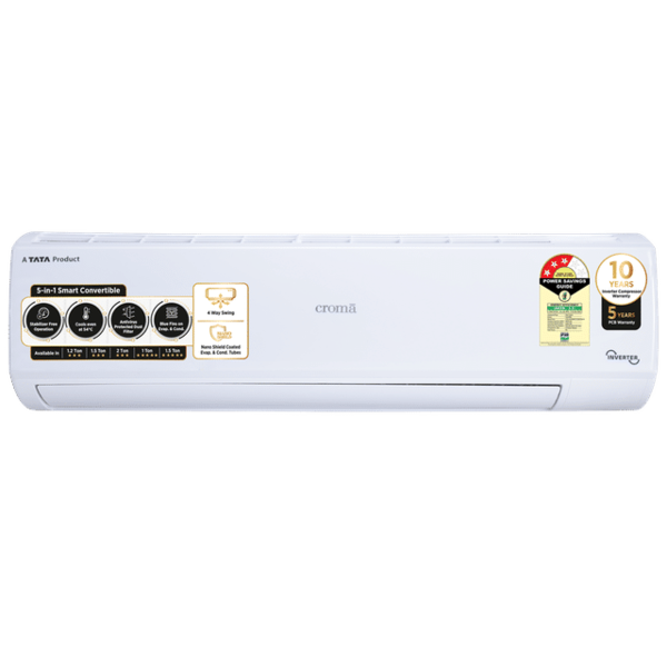 Buy Croma 5 in 1 Convertible 1.5 Ton 3 Star Inverter Split AC with Dust Filter (2024 Model, Copper Condenser)- With 5years PCB warranty on EMI