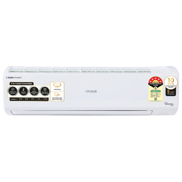 Buy Croma 5 in 1 Convertible 1.5 Ton 5 Star Inverter Split AC with Dust Filter (2024 Model, Copper Condenser)- With 5years PCB warranty on EMI