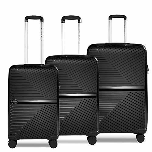 Buy Nasher Miles Bruges Hard-Sided Polypropylene Luggage Set of 3 Black Trolley Bags (55, 65 & 75 cm) on EMI