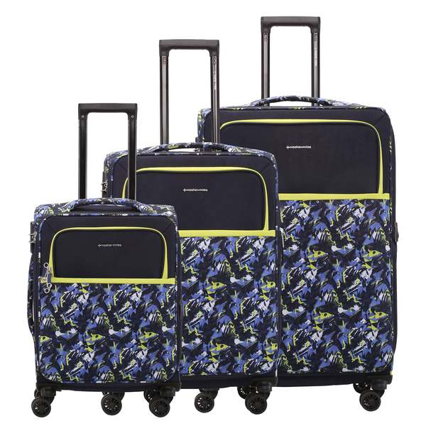 Buy Nasher Miles Bristol Expander Soft-Sided Polyester Luggage Set of 3 Blue Green Trolley Bags (55, 65 & 75 cm) on EMI