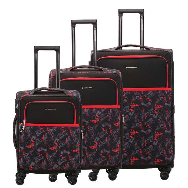 Buy Nasher Miles Bristol Expander Soft-Sided Polyester Luggage Set of 3 Black Orange Trolley Bags (55, 65 & 75 cm) on EMI