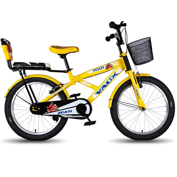 Buy Vaux 2Cati 20T Cycle For Boys With Basket,Backseat&Backrest,Bicycle For Kids With Steel Frame,Alloy Rims&20X2.40 Tyres,Cycle For Kids 5 To 8 Years With Ideal Height 3.6Ft To 4.5Ft(Yellow),Rigid on EMI