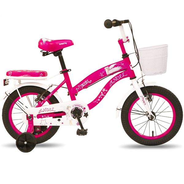Buy Vaux Angel 14 inch Cycle for Girls 3 to 5 Years with Sidewheels, Basket & Backseat, Kids Bicycle with Steel Frame & Tubular Tyres, Cycle for Girls with Ideal Height 2ft 9inch-3ft 6inch (Pink) on EMI