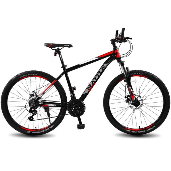 Buy Vaux Battle 518 MTB Gear Cycle for Men & Women with Alloy Frame & 21 Gears,26inch Mountain Bicycle for Age Group 12+ Years with Double Disc Brakes & Lockout Suspension, Ideal Height 4ft 8inch+ (Red) on EMI