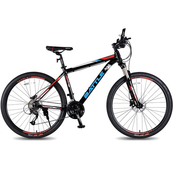 Buy Vaux Battle Thunder 27 Speed Gear Cycle for Men with Shimano Hydraulic Disc Brakes, 27.5T MTB Cycle with Alloy Frame, Lockout Suspension Fork & 27.5x1.95 CST Tyres(Black) on EMI