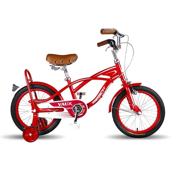 Buy Vaux Beach Cruiser 16 inch Cycle For Kids With Training Wheels ,Europen Fashion Bicycle For Kids Age 4 To 6 years With Steel Frame, Tubular Tyres, Ideal Cycle For Boys & Girls With Height 3ft 3inch+ (Red) on EMI