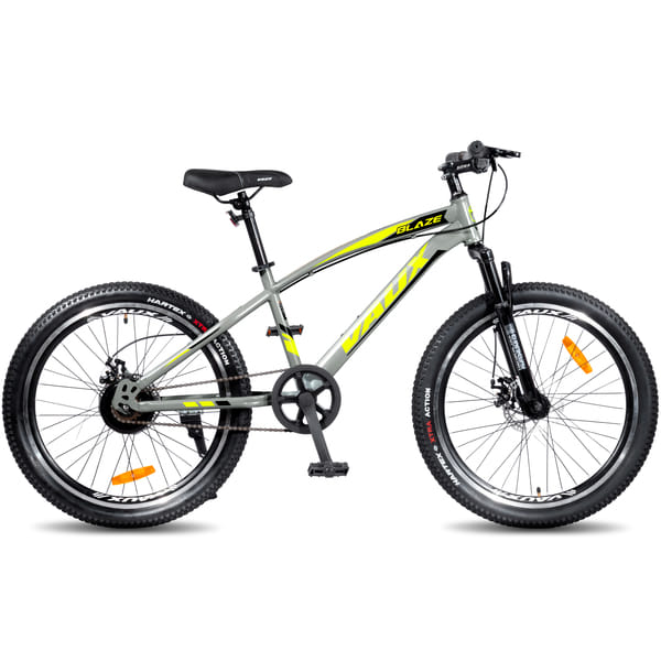 Buy Vaux Blaze 24t Cycle for Boys & Girls with Disc Brakes, Single Speed MTB Cycle with Front Suspension, Alloy Rims,24x2.40inch Fat Tyre, Bicycle for Boys 10 to 15 Years & Ideal Height 4ft+ (Grey) on EMI