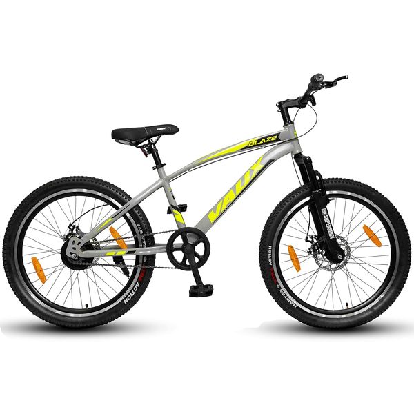 Buy Vaux Blaze 24t Cycle for Boys & Girls with Disc Brakes, Single Speed MTB Cycle with Front Suspension, Alloy Rims,24x2.40inch Fat Tyre, Bicycle for Boys 10 to 15 Years & Ideal Height 4ft+ (Grey) on EMI