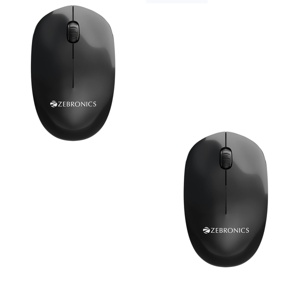 Buy Zebronics Cheetah Wireless Mouse With 1600 Dpi, High Accuracy, Precise Usage, 3 Buttons, Ergonomic And Comfortable Design (Black) (Pack Of 2) on EMI