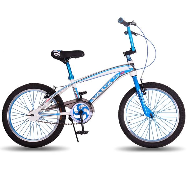 Buy Vaux BMX-155 20T Kids Cycle for Boys for 6 to 10 Years Age with Hi-Ten Steel Frame, V-Brakes, Alloy Rims, Tubular Tyres, Bicycle for Kids with Height 3ft 6inch+ (Blue) on EMI