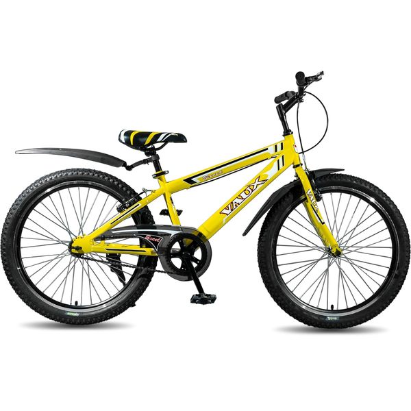 Buy Vaux Excel Sports 24t Cycle for Boys & Girls with V-Brakes, MTB Cycle with Hi-Ten Steel Frame, Alloy Rims,24x2.40inch Ralson Tyre, Bicycle for Boys 10 to 15 Years (Yellow, Sports) on EMI