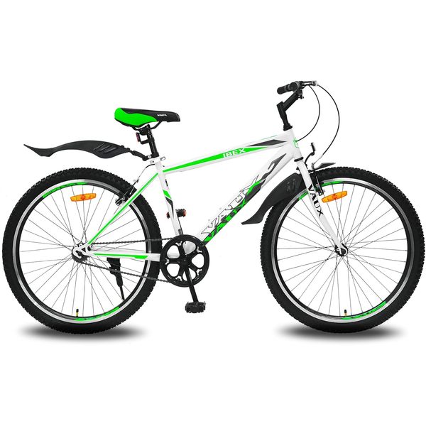Buy Vaux Ibex 26T Cycle for Men with V-Brakes, Single Speed Bicycle for Boys with Double Alloy Rims & Ralson Tyres, Get Accessories: Mudguards, Bell & Lock(Green) on EMI
