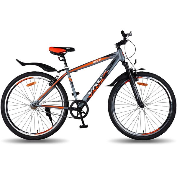 Buy Vaux Ibex 27.5T MTB Cycle for Men with Front Suspension & V-Brakes, Single Speed Mountain Bicycle for Adults with Hi-Ten Steel Frame, Double Alloy Rims & Ralson Tyres, for Age Group 13+ Years(Grey) on EMI