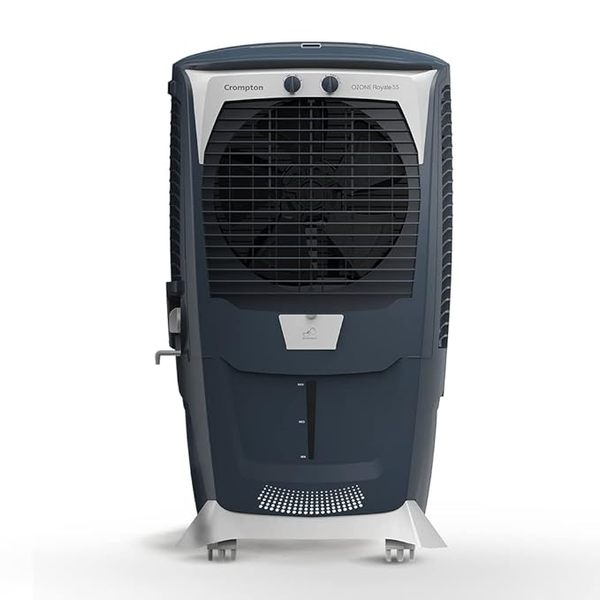 Buy Crompton Ozone Desert Air Cooler- 55L; with humidity control, Auto drain, Everlast Pump, Auto Fill, 4-Way Air Deflection and High Density Honeycomb pads; Grey and & white on EMI