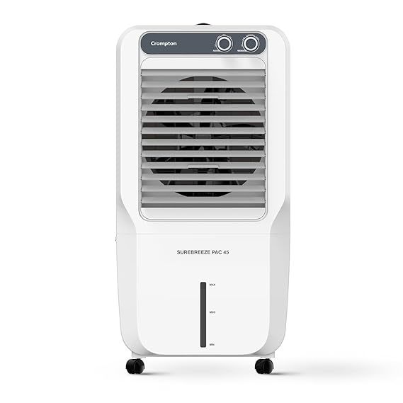 Buy Crompton Surebreeze Personal Air Cooler-45L;Auto Fill, 4-Way Air Deflection and High Density Honeycomb pads; Indian ink and white colour on EMI