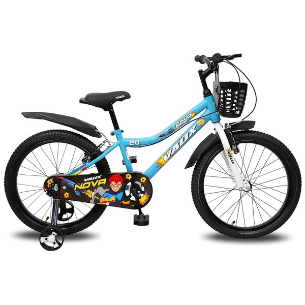 Buy Vaux Nova Cycle for Kids 5 to 8 Years with Sidewheels, 20t Cycle for Kids with Hi-Ten Steel Frame, Steel Rims, Tubular Tyres, Bicycle for Boys & Girls with Ideal Height 3ft 5inch to 4ft 3inch(Blue) on EMI