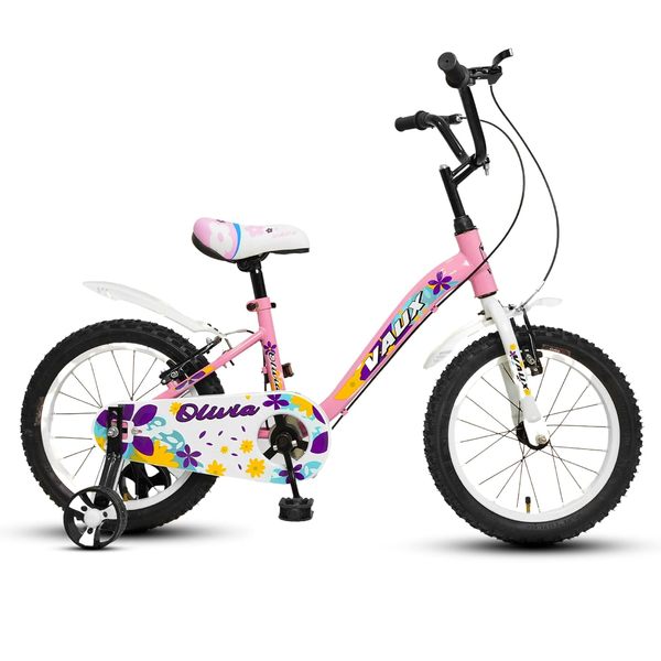 Buy Vaux Olivia 16 Inch Rigid Cycle For Kids With Training Wheels, Baby Cycle 3 To 5 Years With Hi-Ten Steel Frame, Fancy Rims & V-Brakes, Bicycle For Girls With Ideal Height 3Ft To 3Ft 9Inch (Pink) on EMI
