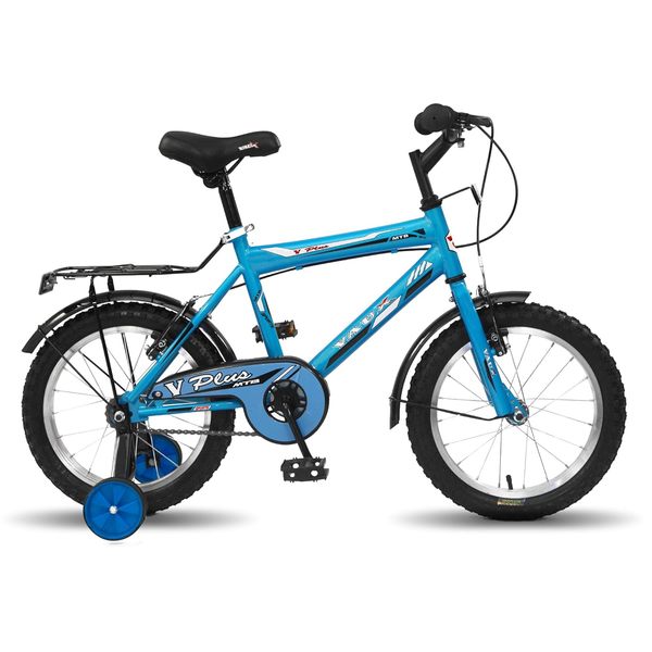 Buy Vaux Plus 16 inch Cycle for Kids with Carrier & Sidewheels, Bicycle for Boys Age 4-6 Years with Steel Frame, V-Brakes, Alloy Rims, Tubular Tyres, Kids Cycle for Boys with Height 3ft 3inch+ (Blue) on EMI