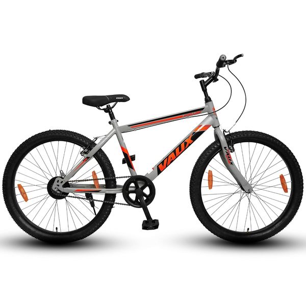 Buy Vaux Stallion 26T Cycle for Boys with Steel Frame, Single Speed MTB Cycle for Men & Women with V-Brakes & 26x2.35 Tyres, Bicycle for Adults in Age Group 12+ Years & Ideal Height 4ft 7inch+(Grey) on EMI