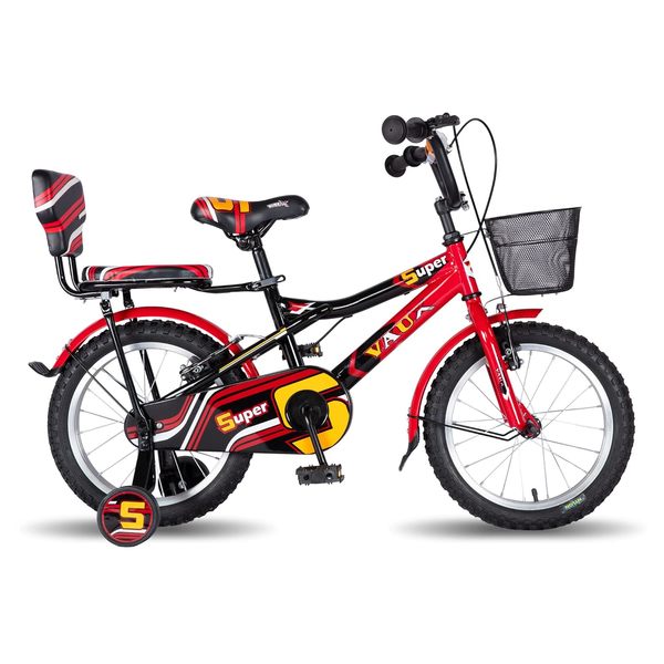 Buy Vaux Super 16inch Cycle for Kids 4 to 6 Years with Sidewheels, Backseat & Basket, Cycle for Kids with Steel Frame & Tubular Tyres, Bicycle for Boys & Girls Ideal Height 3.3ft to 3.9ft(Red) on EMI